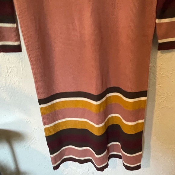 Anthropologie Saturday Sunday Parvati Knit Midi Dress Medium Rose Pink Striped - Picture 3 of 7